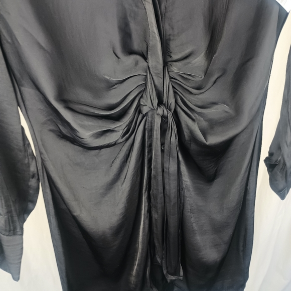 Steve Madden Tie Curious Long Sleeve Shirt Dress Black Size Medium 6 - 8 NWT - Picture 7 of 12